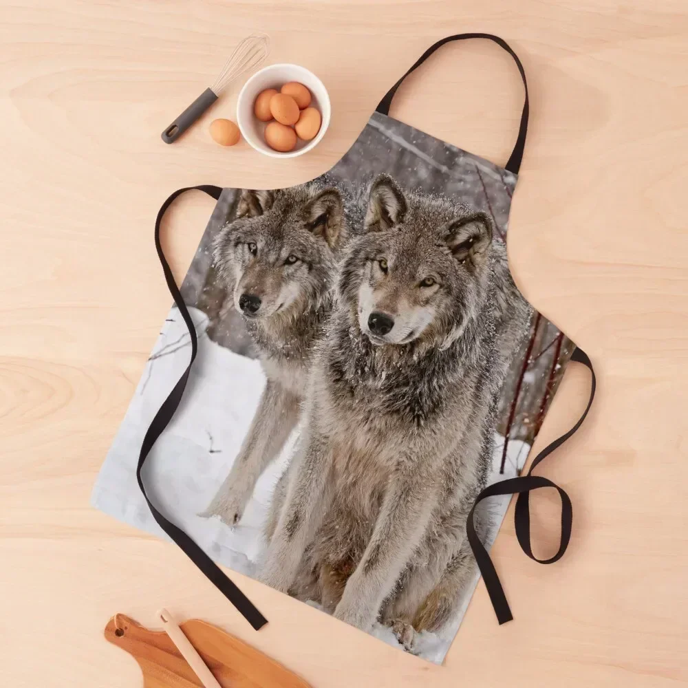 

Timber Wolf Pair Apron beauty master For Man Haircut Camping Chef jacket men Apron