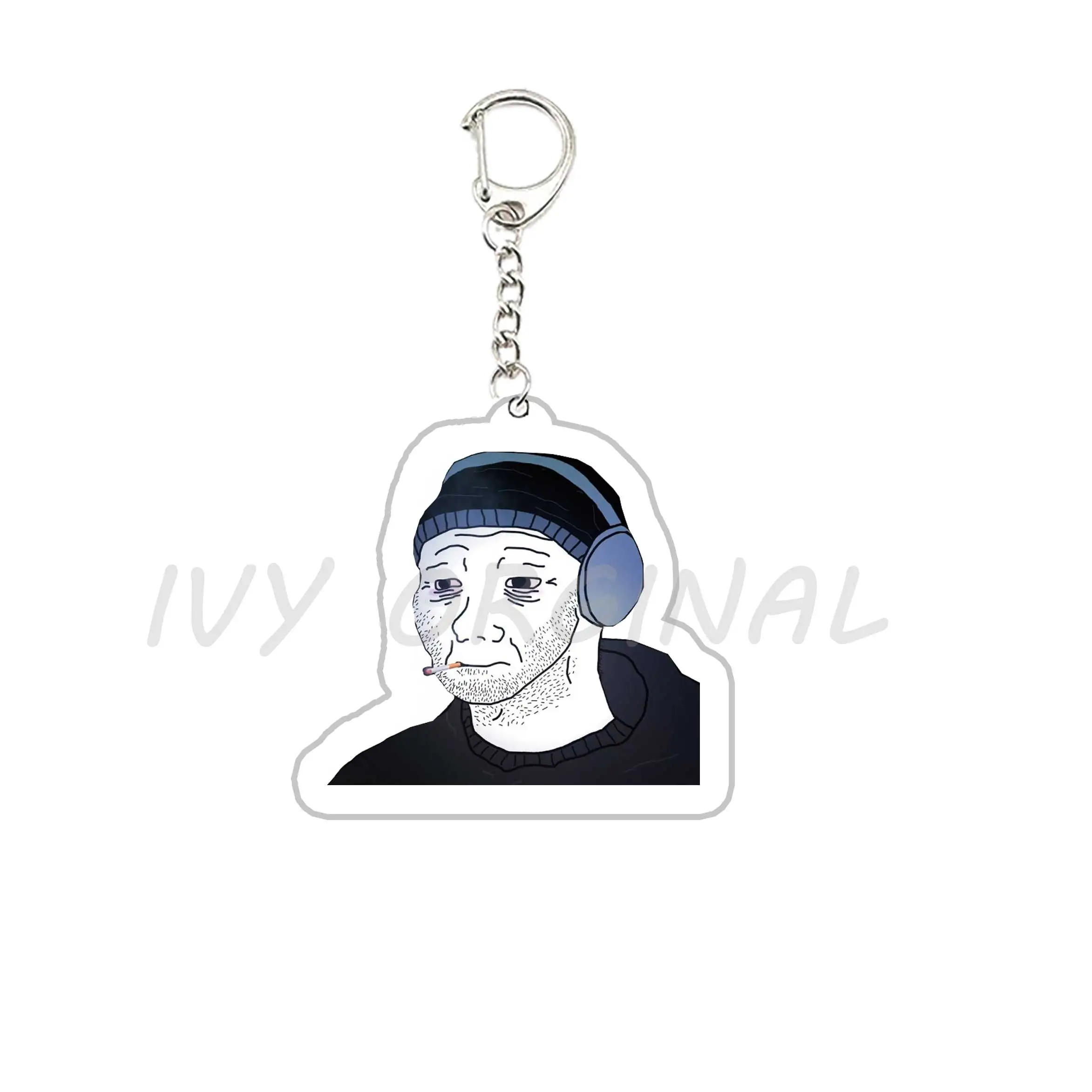 Acrylic Hot Doomer Meme Wojak Keychains for Accessories Bag Arcylic Catboy Pendant Keyrings Jewelry Friends Gamer Gift