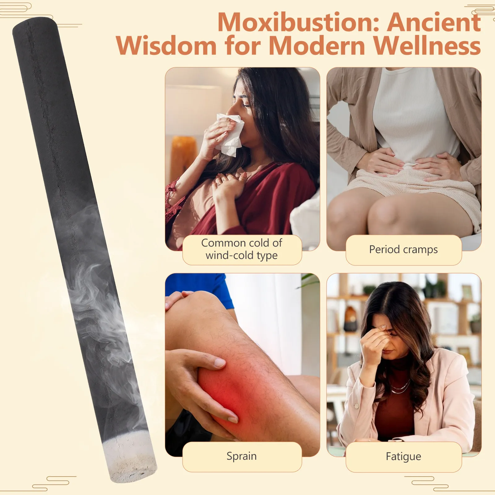 

10Pcs Pure Smokeless Moxa Rolls Handmade Black Moxa Sticks 1.2x12cm for Mild Moxibustion Traditional Heat Therapy Wild Wormwood