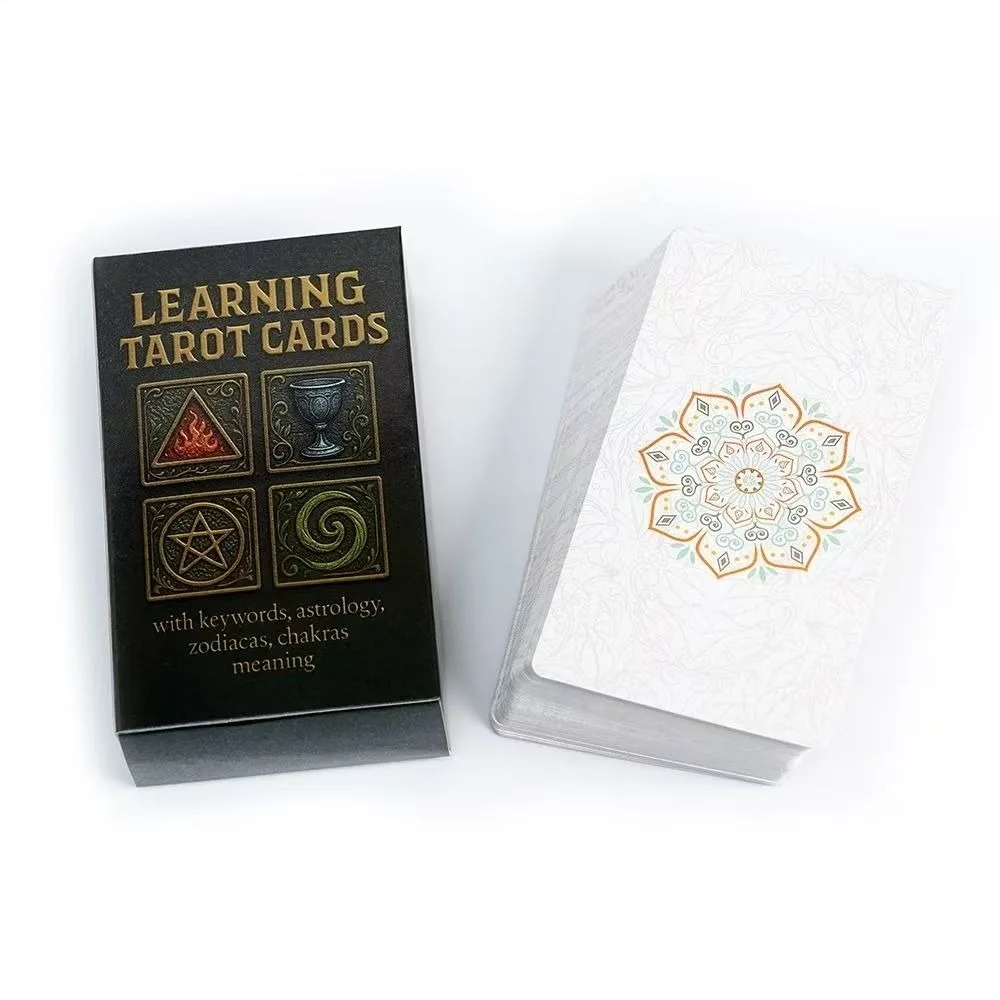 Cartas del Tarot para Aprender, 10.3*6cm, 78 Piezas con Significados, Mazo de Tarot Rider Waite con Palabras Clave, Astrología, Zodiaco, Símbolos de Chakras