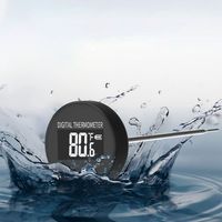 Portable Digital Coffee Thermometer Probe Waterproof Instant Read Liquid Thermometer Black Food Temp Gauge Cafe