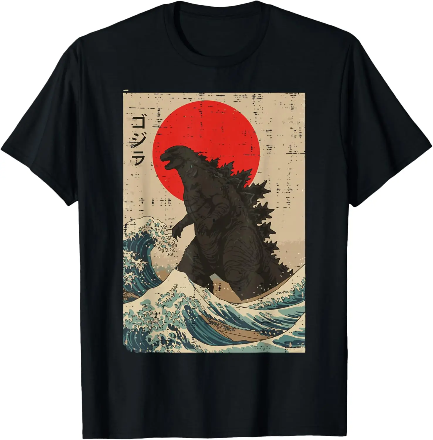 Japanese Kaiju Wave Red Sun Japan Monster Men Women T-Shirt S-6XL