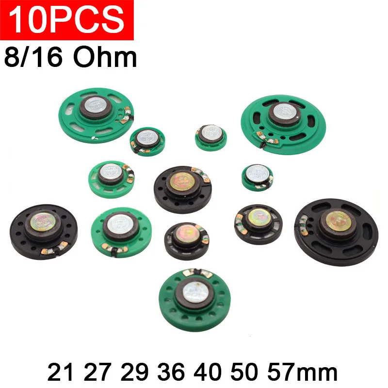 10pcs 21mm 27mm 29mm 36mm 40mm 50mm 57mm 8 0.25W Plastic Shell 16 Ohm Round Toy External Magnetic Speaker