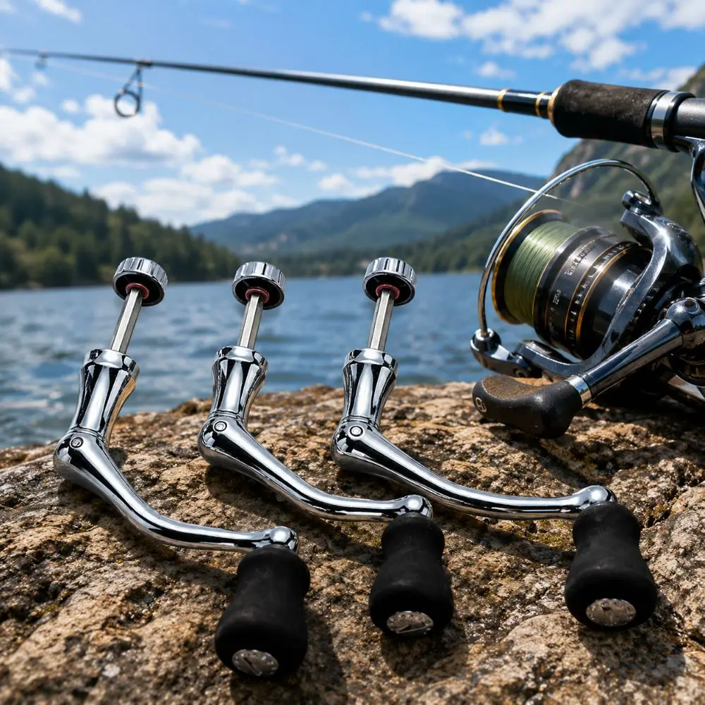 Compact Metal Fishing Reel Handle Ergonomic Replacement Spinning Reel Handle Rustproof Metal Rotary Knob Grip Fishing Gear