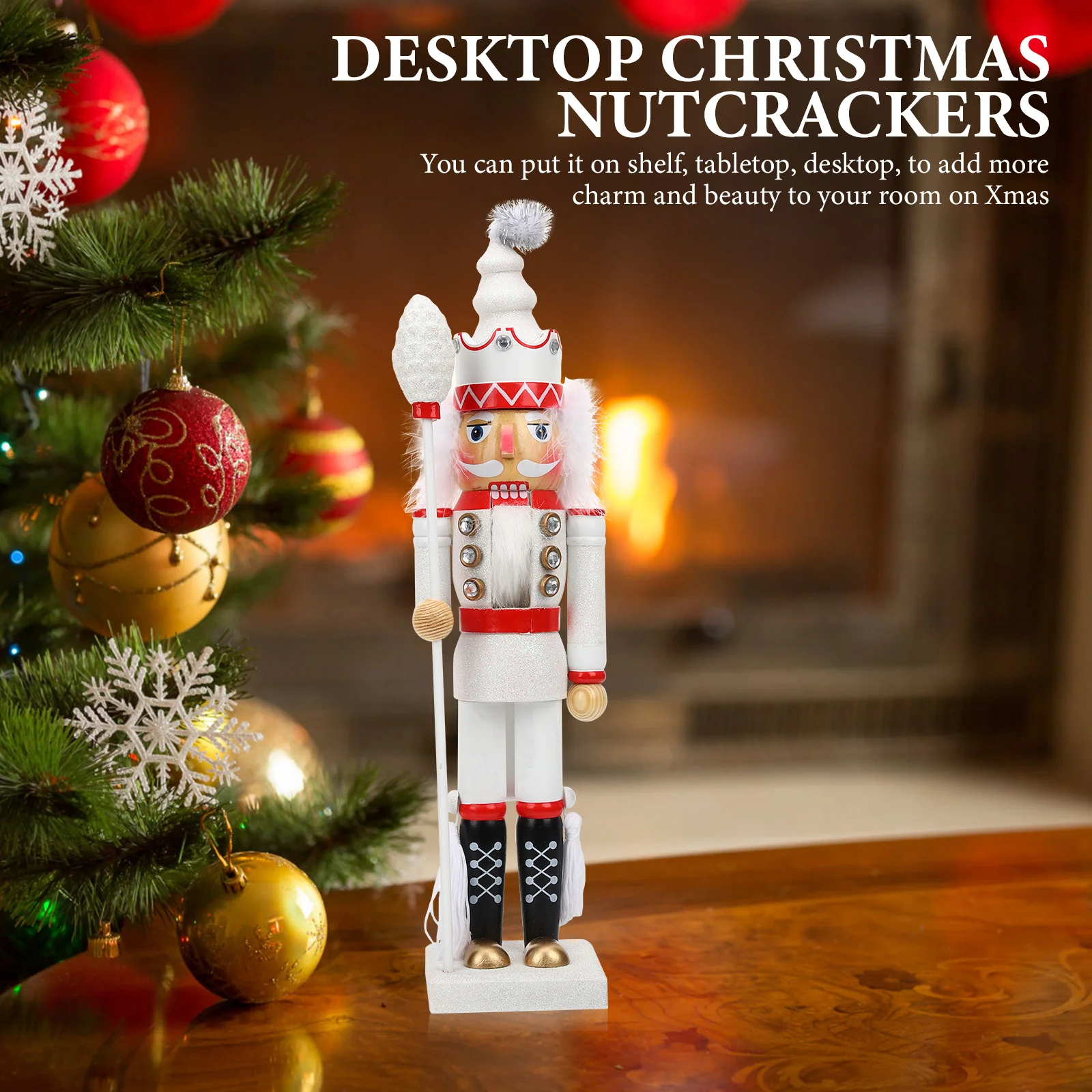 

Christmas Wooden Nutcracker Figure Traditional Nutcracker Soldier Decor Xmas Desktop Table Ornament Holiday Season Decoration