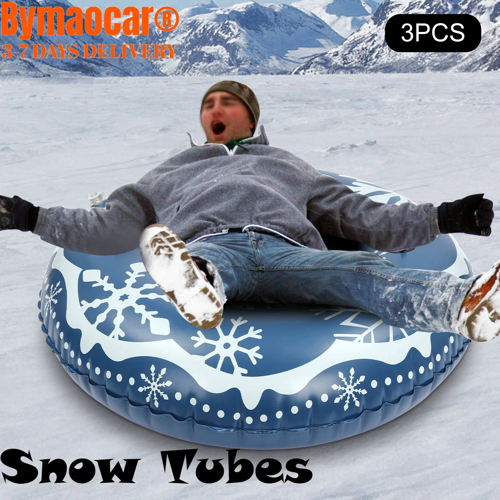 

3PCs Snow Tubes for Sledding Heavy Duty Portable Snow Sleds for Kids and Adult 40 Inches PVC Ski Circle Inflatable Snow Sled