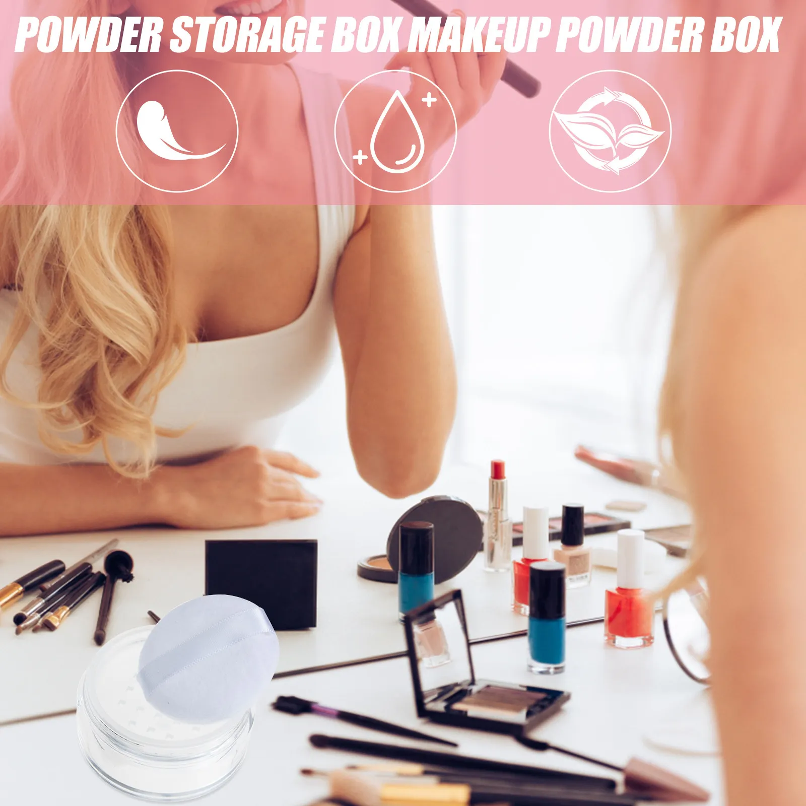 

4Sets Compact Loose Powder Box Airtight Makeup Storage Portable Powder Container Travel Office School Use