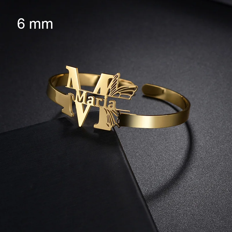 Nextvance Customized Name Bracelet Letter Butterfly Patterned Hollowing Stainless Steel Personalized Women Birthday Jewelry Gift