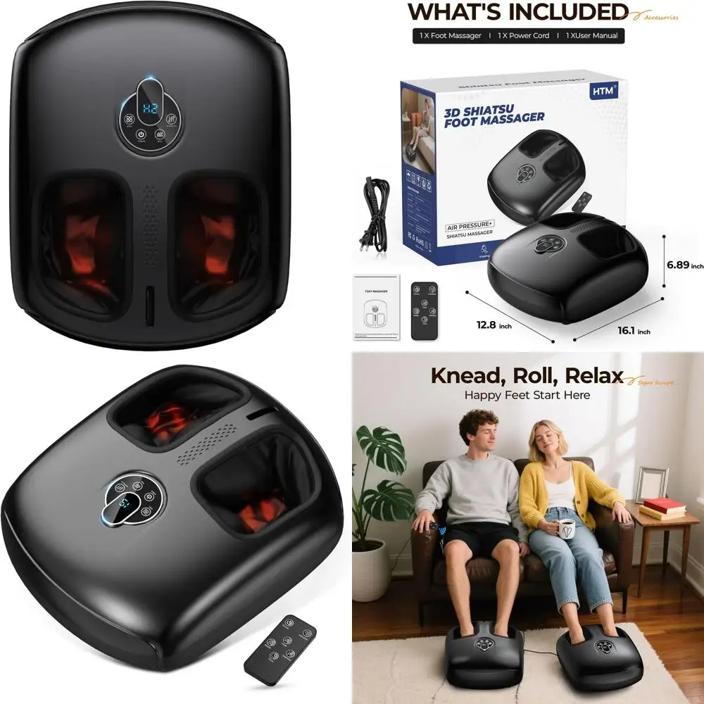 

Heated Shiatsu Foot Massager with 4 Modes and 5 Intensity Levels, Ideal for Home & Office, Unisex Relaxation Gift