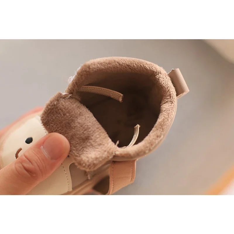 Cartoon Bunny Cute Hook & Loop Ankle Boots Children Fashion Non-slip Casual Cotton Shoes for Boys Girls Short Boots Toddlers