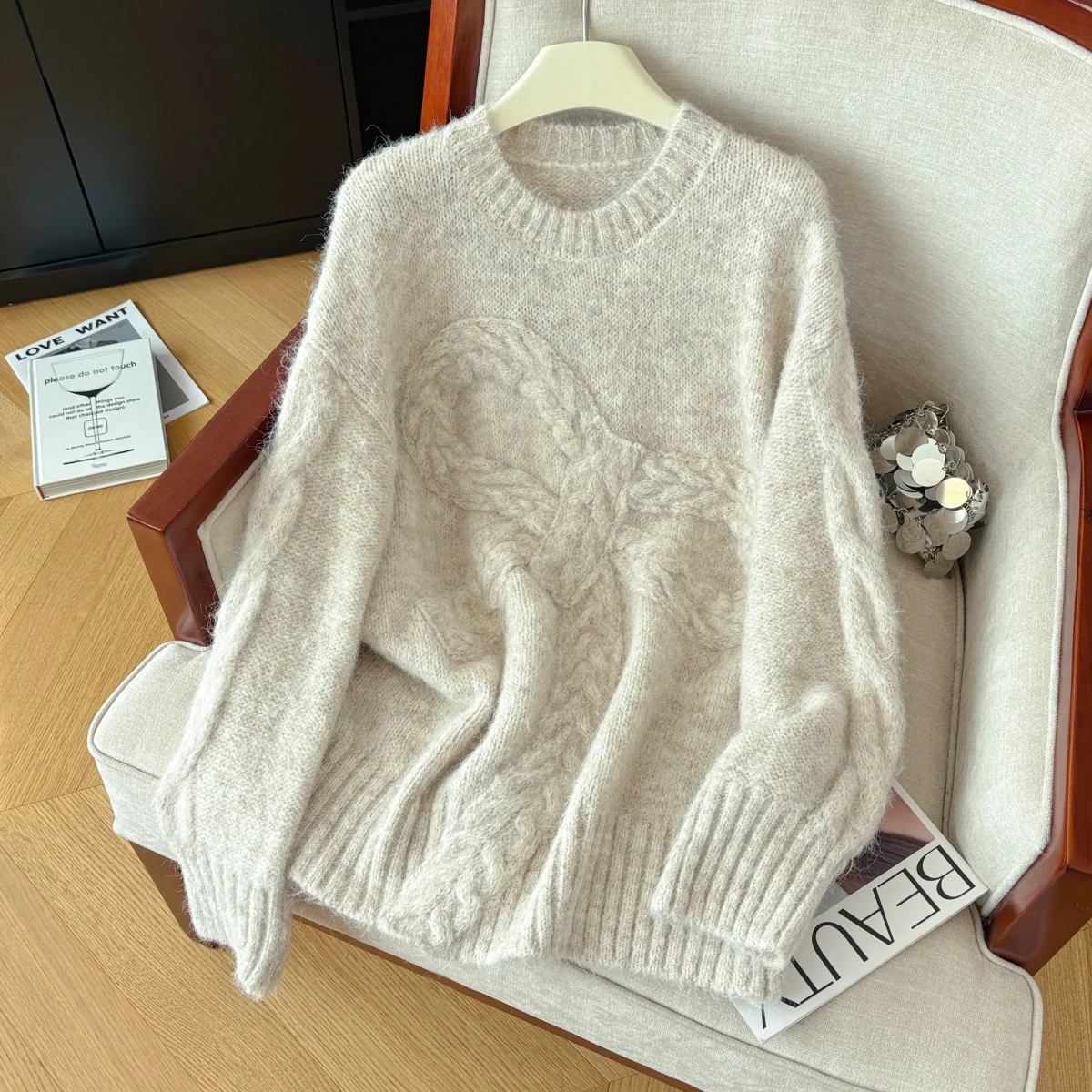 

Женский абрикосовый пуловер с круглым вырезом, винтажный джемпер, вязаный кашемировый свитер с длинными рукавами, осень-зима, одежда 2000-х годов