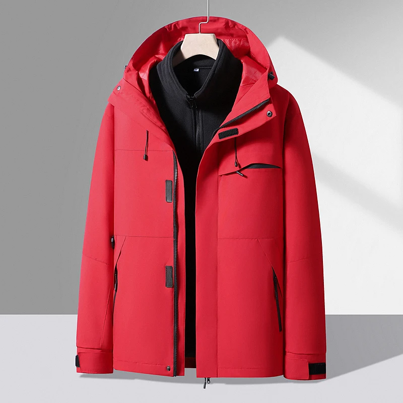 

Outdoor Couple's Assault Suit Men’s Ski Jackets 3 in 1 Waterproof Winter Snow Jackets Hooded with Inner Warm Fleece Coat Male
