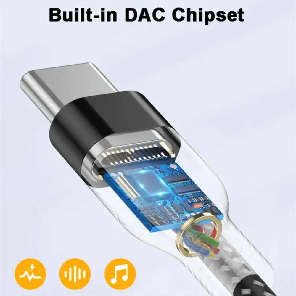 USB Type C Headphone Adapter Cable 3.5 Jack Converter Type-c 3 5 Jack Audio Cable Digital Decoding Weave