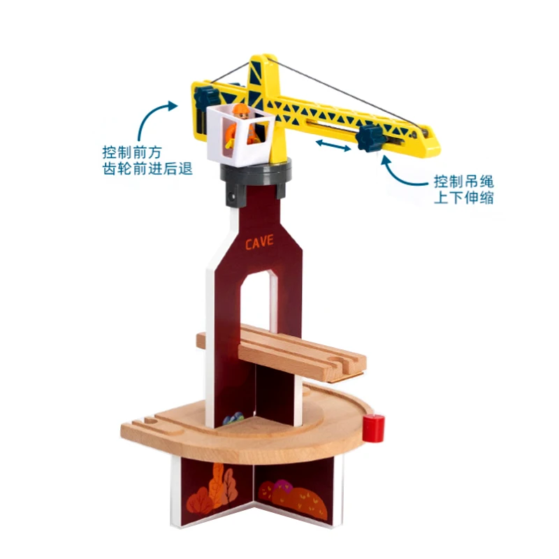 Praktisches Holzschienen-Zubehör, magisches Schienenauto, Spaß zum Aufhängen, Turmkran, Spielzeug, Technik, Bau, Junge, Geschenk, X34