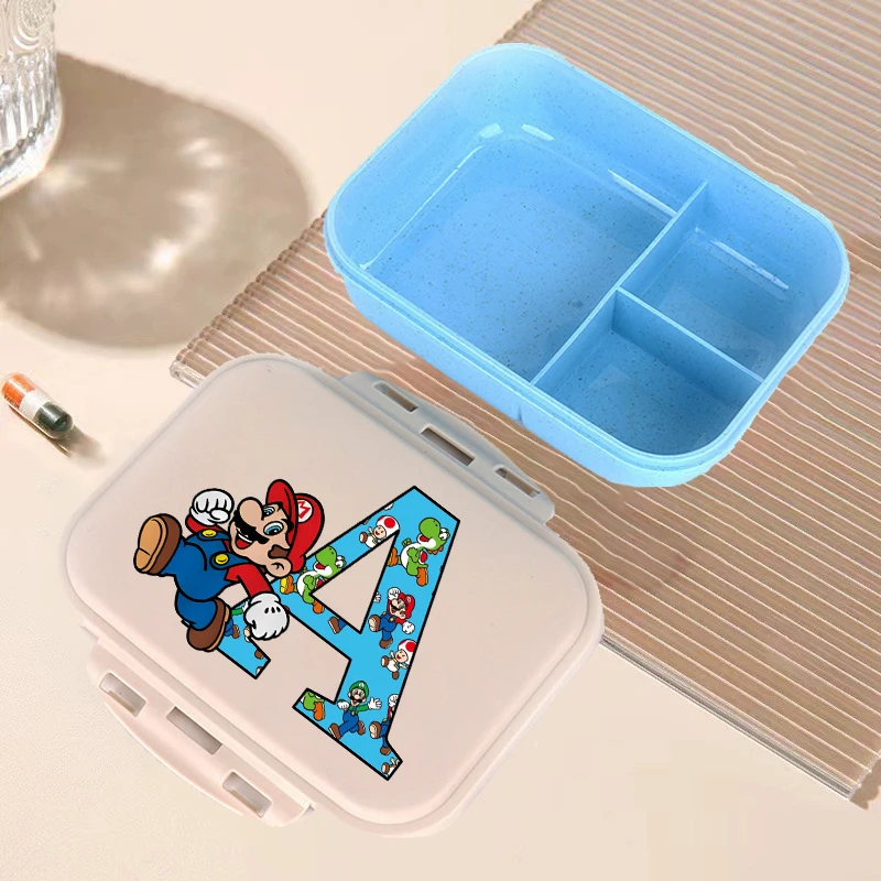 New Super Mario Bento Lunch Box Boys School Food Storage Containers Cartoon letter A-Z Printed Lunch Box Children Birthday Gifts