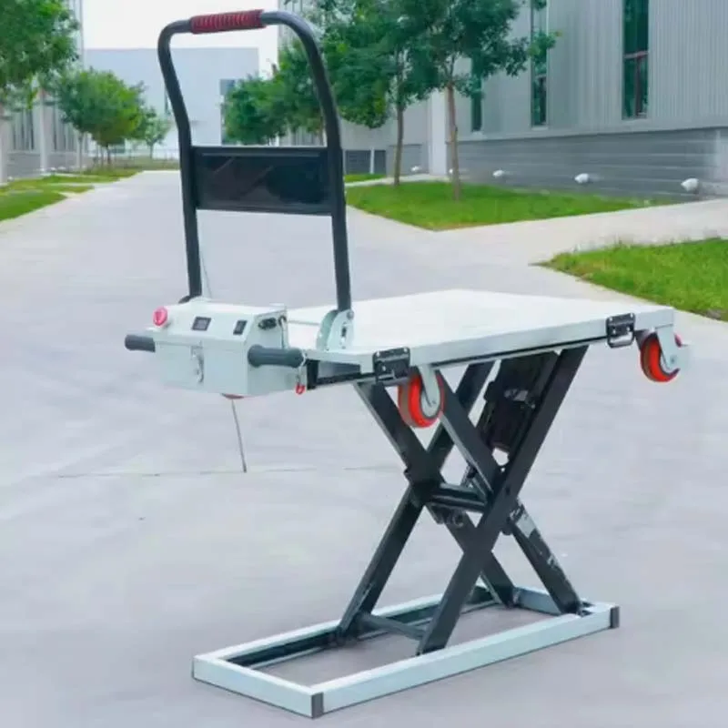 Cost-effective Material Handling Portable Electric Lifting Platform Scissor Trolley 4-wheel 200/300kg For Truck Loading