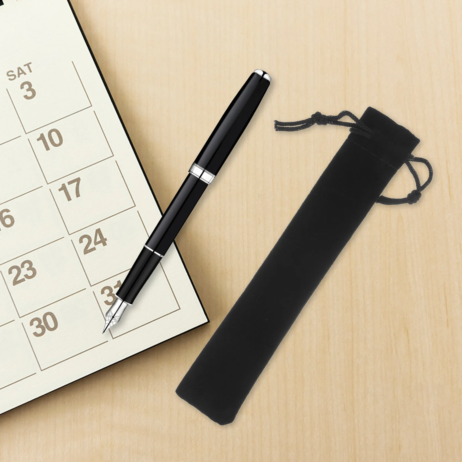 

Drawstring Pencil Pouch 25pcs Black Pen Bag for School Office Stationery Storage Sleeve Gift Packaging