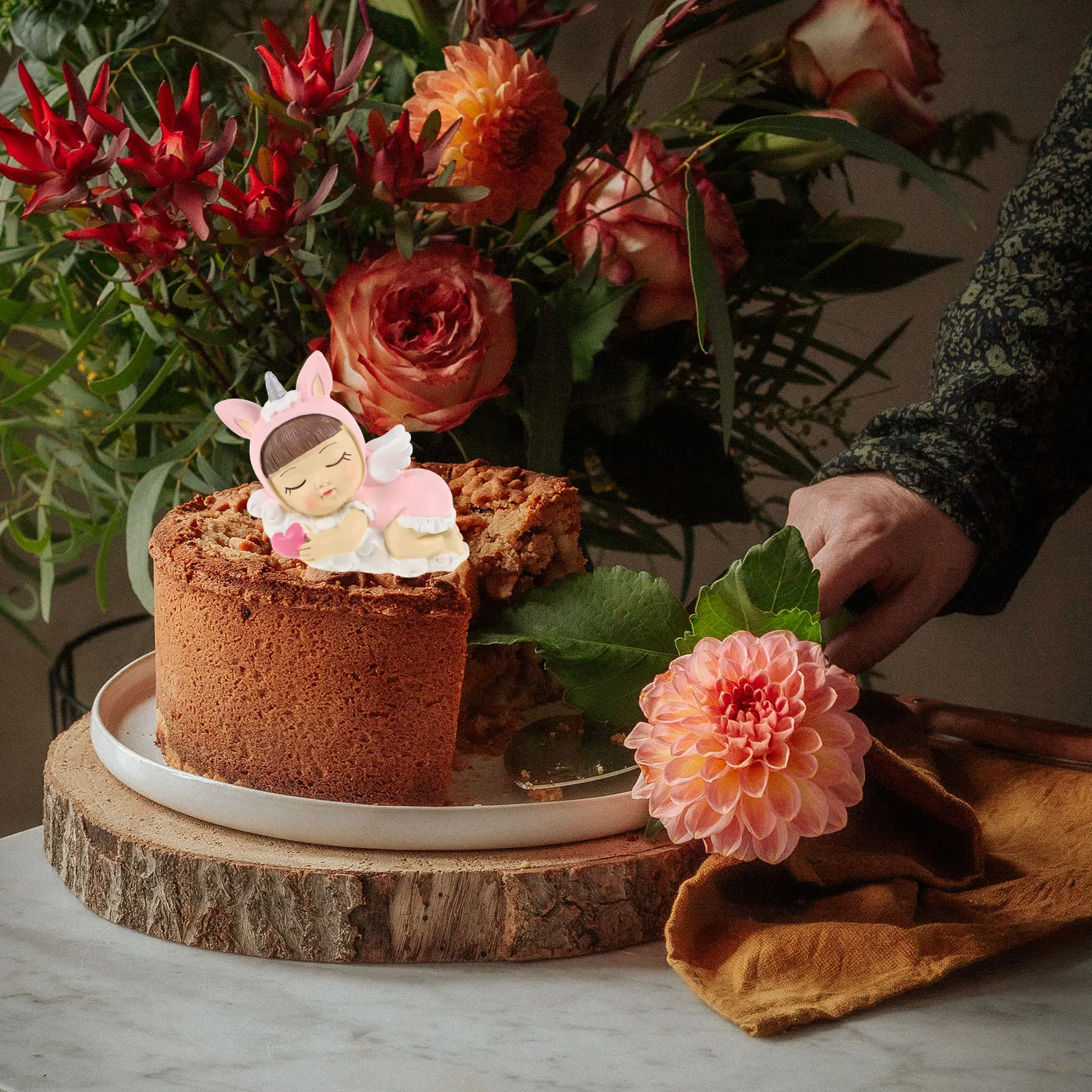 

Unicorn Cake Decoration Angel Girl Toppers Pink Resin Birthday Decorations Cupcake Fairy Figurines Cake Toppers