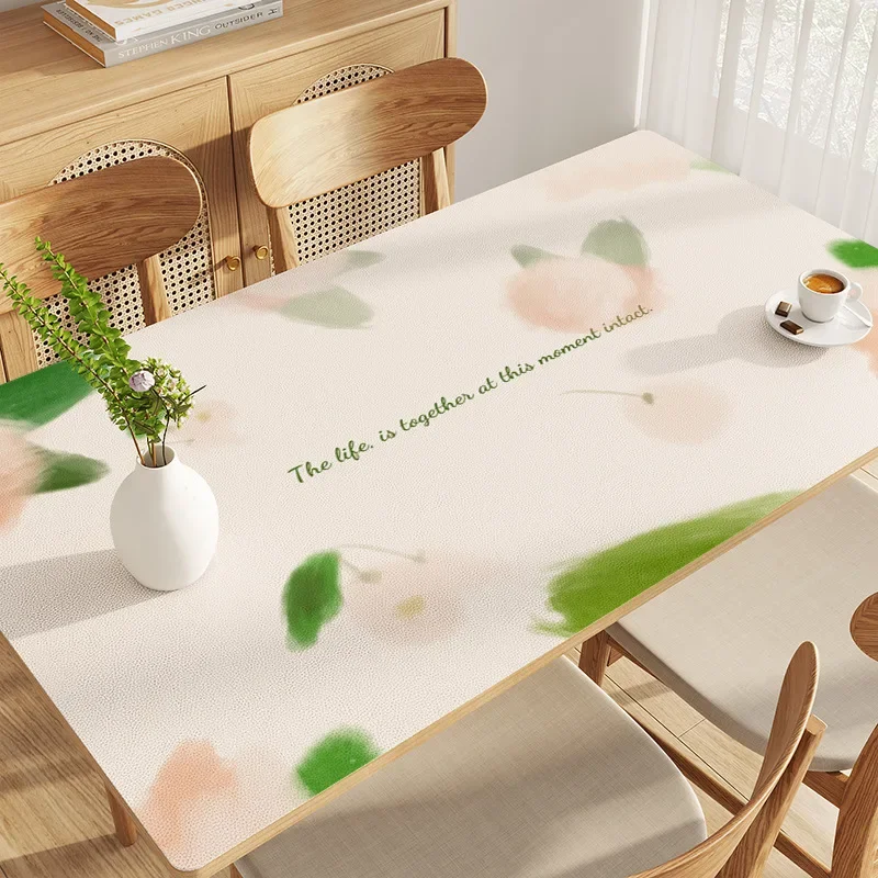 

bao112 Waterproof and Oil Resistant Tablecloth Washable Leather Silicone Dining Table Mat Household Rectangular Desktop