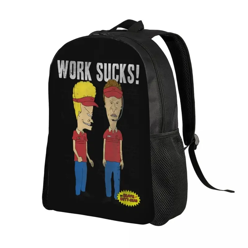 Mochila Beavis e Butthead para meninos e meninas, MTV no trabalho, mochila gráfica, bolsas de viagem universitária, mochila para mulheres e homens, cabe laptop de 15"