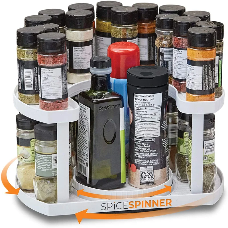 

SPICE SPINNER Kitchen rotating seasoning rack Double layer seasoning Salt sugar bottle storage rack Household storage artifact