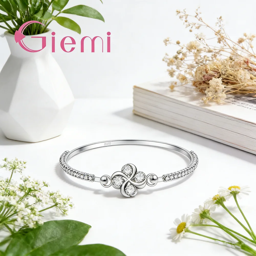 Personality Windmill Shape Style 4 Stone Shiny Bracelet For Women Charms Bracelets Beautiful Style 925 Sterling Silver