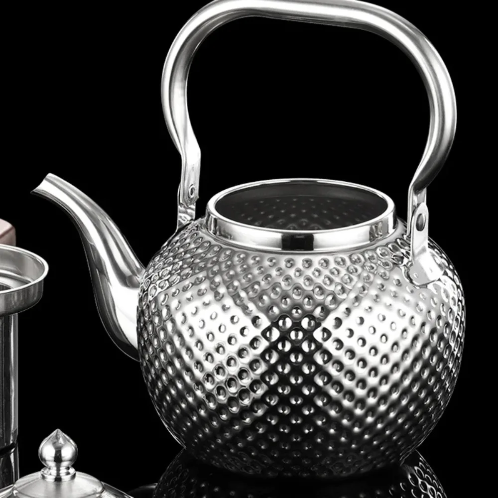 1.2/1.5/2L Hammered Spherical Kettle Gold/silver Fast Heat Conduction Boil Kettle with Hanlde Teapot Restaurant