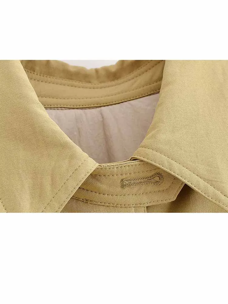 HH امرأة الشتاء موضة التلبيب حزام جيب الديكور بلون طويل الأكمام أزرار ملابس قطنية سترات التنقل الإناث #6