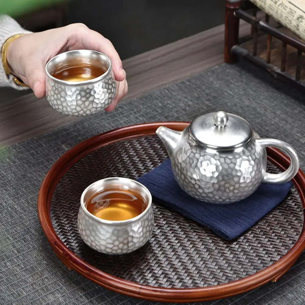 

Hammered Texture Silver Gilding Teapot Gift Set Filter Handmade Kung Fu Tea Cup Mini Heat-resistant Portable Teapot Friend