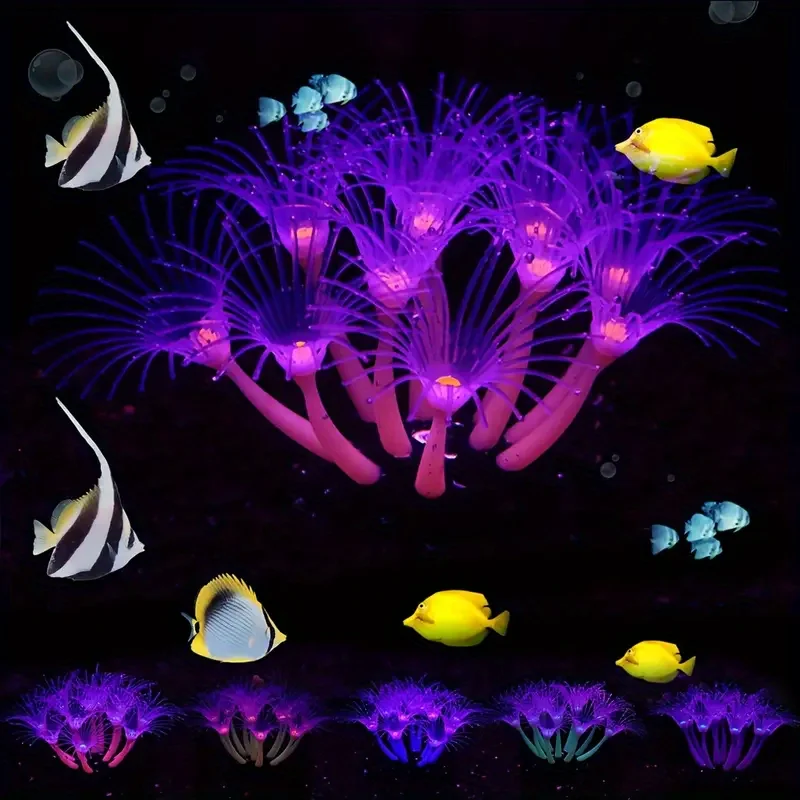 Simulation Silicone Coral Fish Tank Decorations Aquarium Landscape Supplies Aquatic Plant Sunflower Fluorescence Ornaments