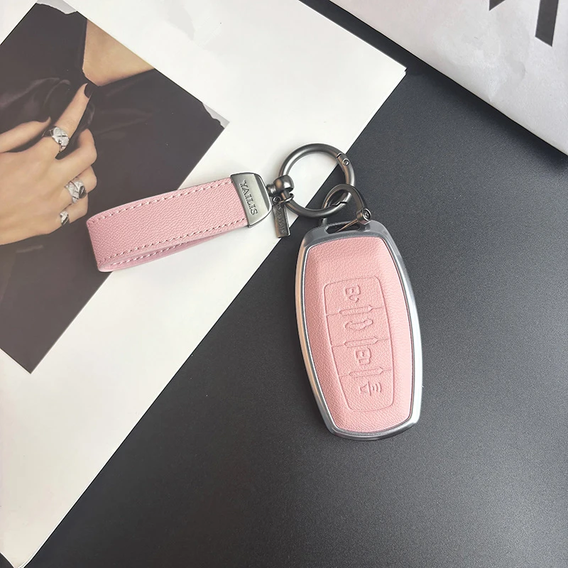 

Metal Leather Car Remote Key Cover Case Holder shell Keychain Fob For GWM Haval New H6 HEV PHEV Jolion S Dargo H9 H2 Hover F7x