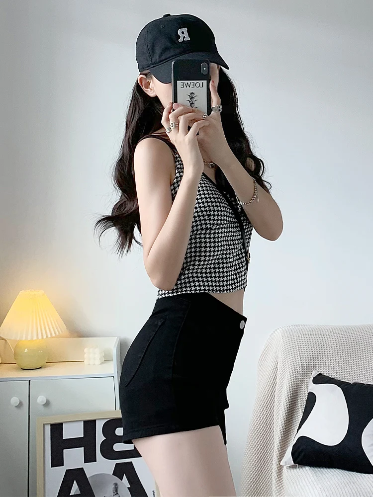 

Джинсовые шорты с высокой талией, облегающие, женские, летние, с эластичным поясом, широкие штанины, больших размеров...