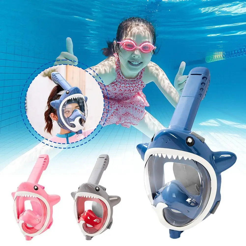 

Cute Shark Full Dry Design Children's Snorkeling Swimming Mask Safe PC Material Unobstructed Vision Full Cover Swimming Goggles