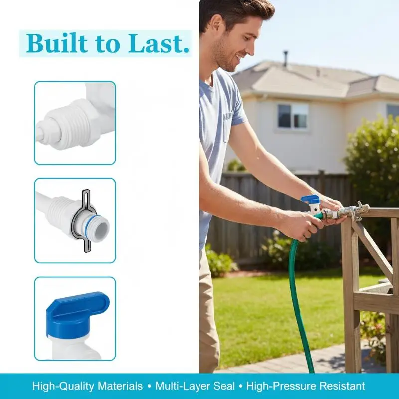 1/2'' Thread To 1/4 3/8 Tube Water Adapter RO Feed Ball Valve Faucet Water Filter Reverse Osmosis System For Water Purifier Tap