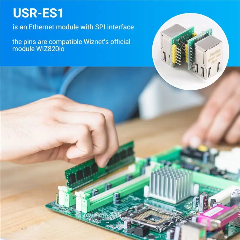 Leading-2PCS/LOT USR-ES1 W5500 Chip New SPI To LAN/ Ethernet Converter TCP/IP Mod Module