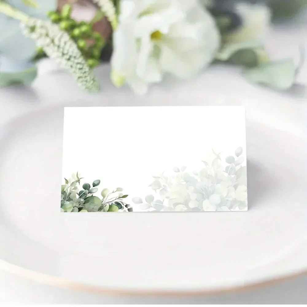30/60/120pcs Flowers Printed Plant Wedding Seating Number Table Card Seat Name Place Card Christmas Birthday Party Greeting Card