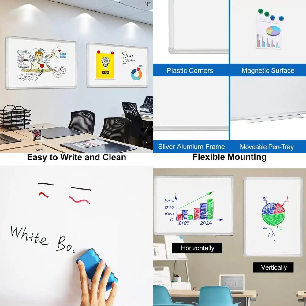 

Aluminum Framed 32x44 Magnetic Dry Erase Board, Wall-Mounted Whiteboard with Detachable Marker Tray for Home, Office, School Use