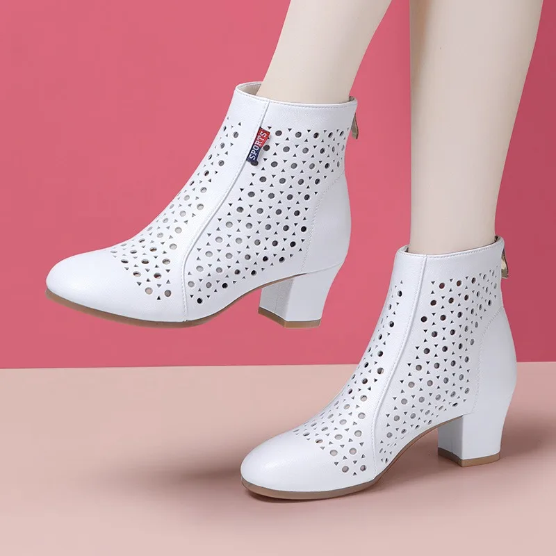 Zapatos de Mujer, Botines de Piel Auténtica de Diseñador, Zapatos de Baile Latino Transpirables de Verano para Mujer, Zapatos de Baile Nuevos 2026 con Tacones Altos