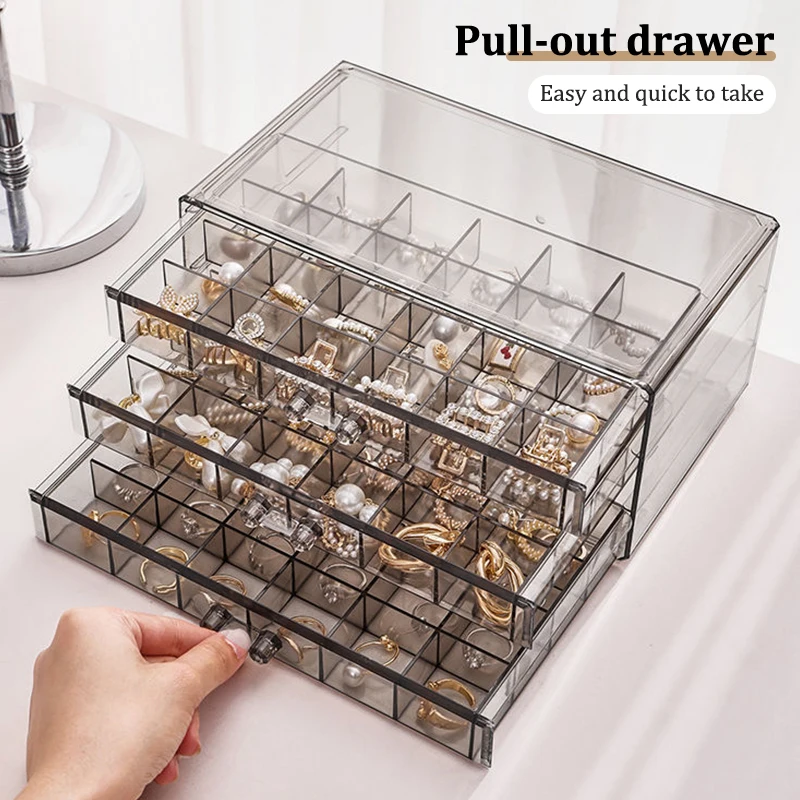 New Earrings Bracelet Jewelry Storage Box Transparent Multi-layer Large Capacity Ring Necklace Home Drawer Jewelry Box