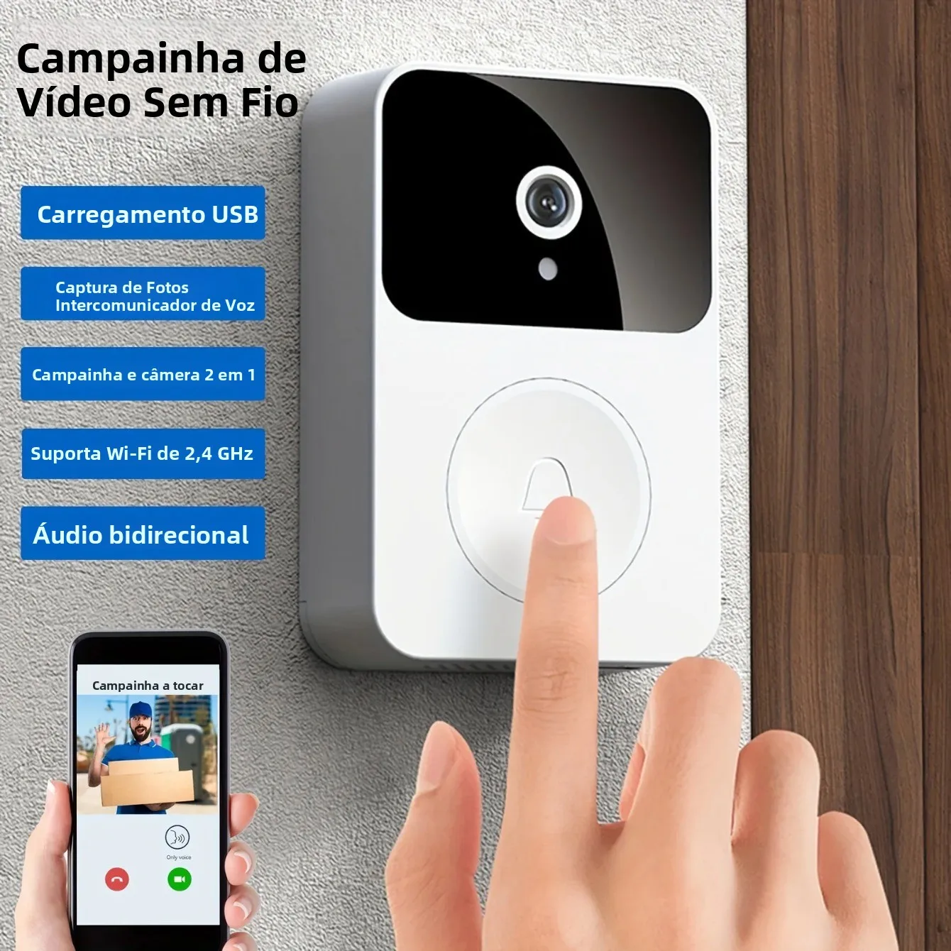 Wi fi câmera de vídeo campainha sem fio ir visão noturna inteligente segurança em casa hd campainha da porta em dois sentidos intercom mudança voz para casa
