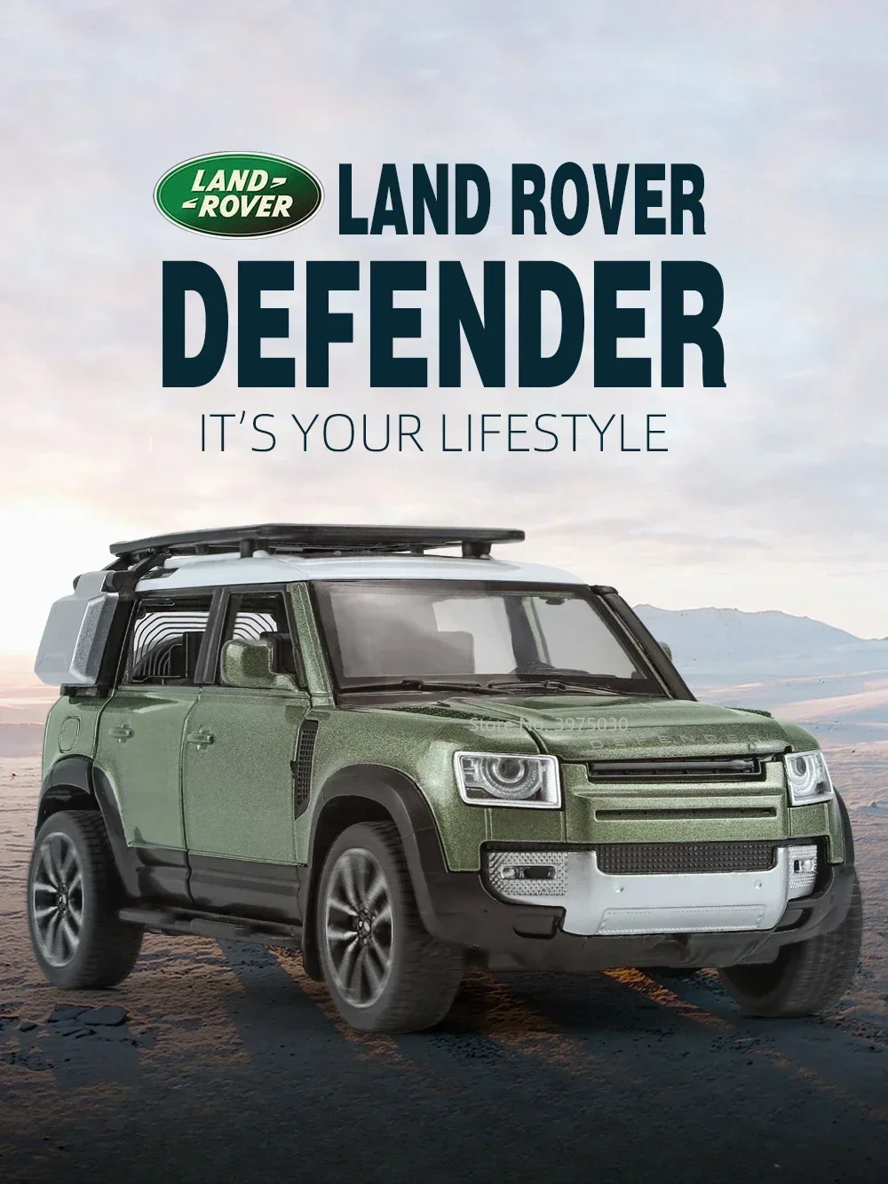 

1:32 Land Rover Defender Alloy Diecast Car Model Scale Toy Off Road Vehicle with Sound Light Pull Back Collection Gift for Child