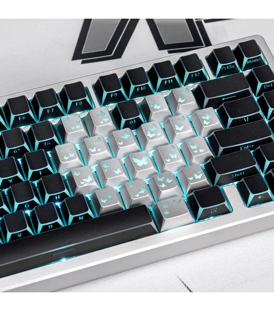 Silver love butterfly black folding shadow 3.0 angular side transparent keycap PBT original wooting magnetic axis mechanical