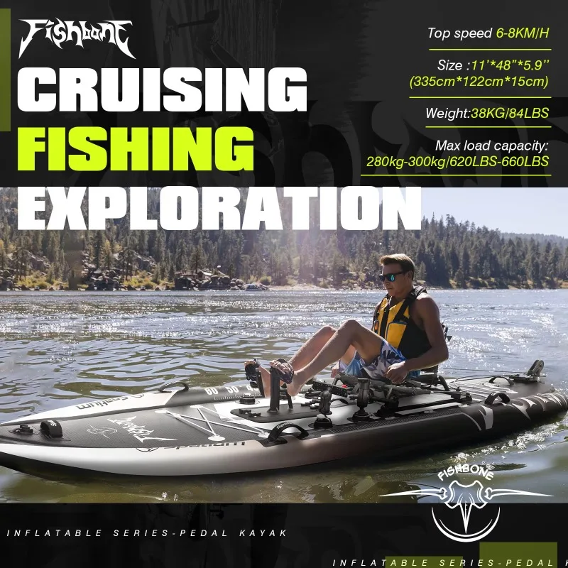 Anti Seawater Corrosion Drop Stitch Inflatable Fishing Kayak With Seat Inflatable Pedal Drive Fishing Kayak For Sale