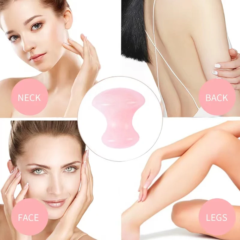 Natürliche Rose Quartz Gemischte mit Pilz Jade Zurück Fuß Akupunktur Massage Schaben Hydrotherapie Behandlung Gesicht Hals Körper Liftin