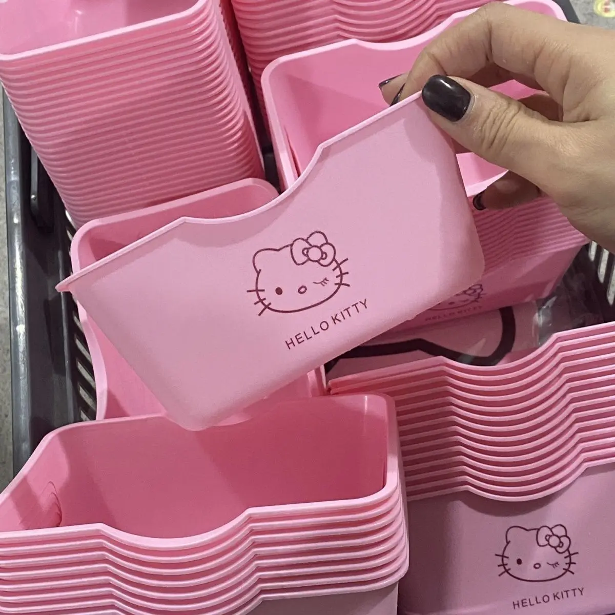 

2 шт. милых органайзеров Hello Kitty в стиле Ins: мультяшные коробки для хранения, настольные многофункциональные контейнеры для мелочей, аниме-боксы с кошкой КТ