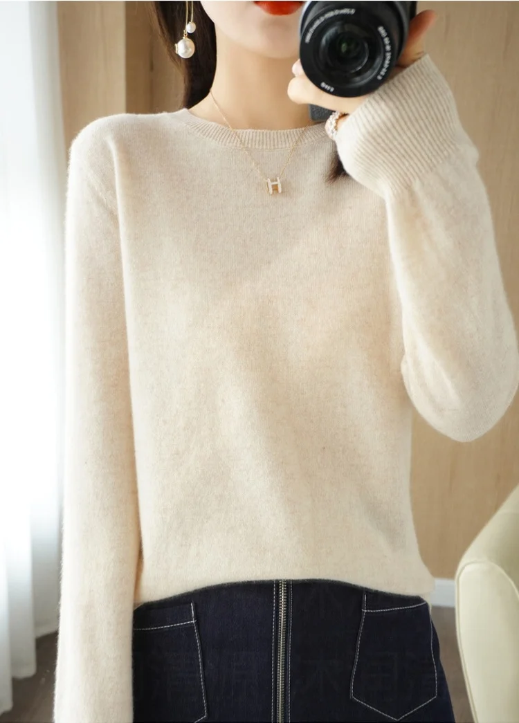 Women O-Neck Sweater Spring Autumn Basic Warm Casual Pullover Pulls Korean Knit Jumper Long Sleeve Bottoming Shirt New Pullovers