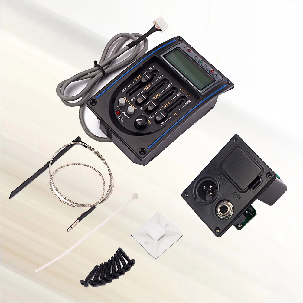 

4 Bands Guitar Preamp Piezo Pickup Equalizer System Digital Tuner Lcd Metronome Low Indicator Bass Treble Control