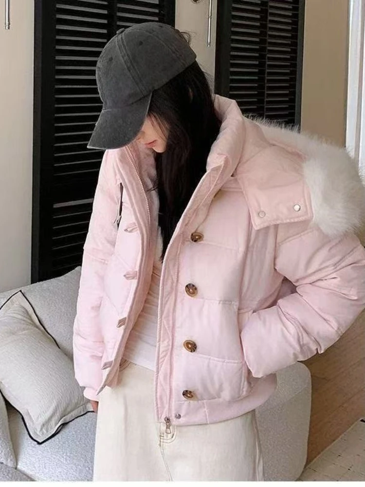Women Autumn Korean Fashion Faux Fur Parka Coat Y2K American Vintage Warm Casual Overcoat Outerwear Ladies Jacket Chic Style