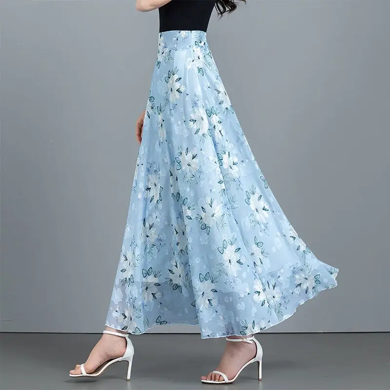 

Women's Skirt 2024 Summer New South Korea Ins Fashion Temperament Gentle Retro Floral Versatile High Waisted Women's Skirt P837