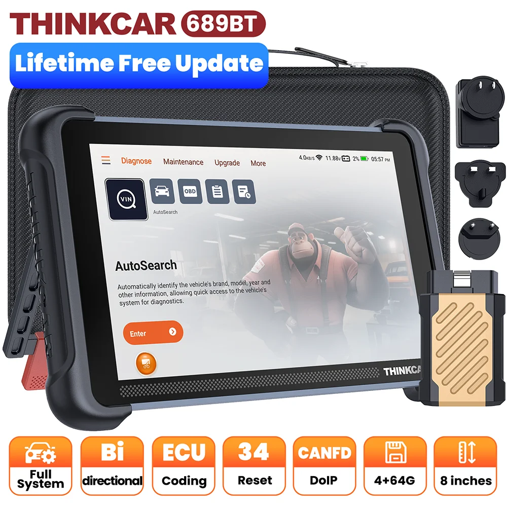 THINKCAR THINKSCAN 689BT OBD2 diagnostic tool CAN-FD DOIP ECU Coding Active test canner tools full system 34 reset lifetime free